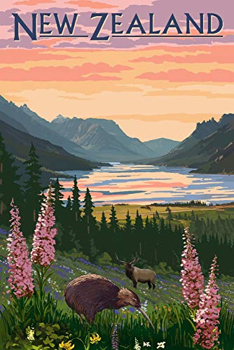 New Zealand Puzzle 1000 Pieces for Adults � Hand-Drawn Kiwi Bird Mountain Landscape Jigsaw Puzzle � Scenic Nature Artwork � Made in USA by Lantern Press