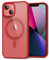 oakxco for iPhone 13 Mini/ 12 Mini Case Clear Magnetic Compatible with Magsafe, Thin Slim Transparent Non Yellowing, Hybrid Soft Silicone Bumper & Hard Plastic Protective Cover for Women, Red