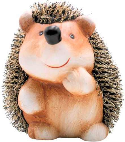 XL - Dekofigur Igel, Keramik - Igel, Dekoigel mit Fell liegend in braun, Größe ca. 19 x 19 x 22 cm.