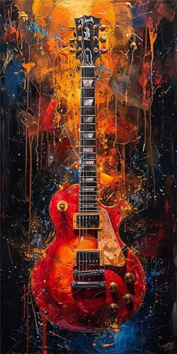 Malen Nach Zahlen Erwachsene Gitarre Malen Nach Zahlen Farbkunst Malen Nach Zahlen ab 10 Jahre Mädchen Geschenke, DIY Ölgemälde Set mit Pinseln Acrylpigment Leinwand 50X100CM, Aesthetic Room Decor