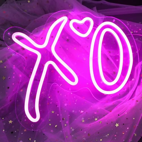 XO Herz-Neonschilder, Neonlichtschilder für Wanddekoration, rosa XO LED-Schilder, dimmbare Neonlichter für Schlafzimmer, USB-betriebenes Leuchtschild für Spielzimmer, Zuhause, Party, Bar, Geburtstags