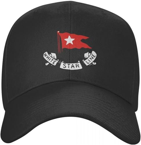 Baseballkappe Snapback Sonnenhut Titanic weiße Sternlinie rote Flagge mit Stern-Logo Baseballkappe Strandausflug Sportkappe Hip-Hop große Größe Mütze Kappe für Männer und Frauen Geschenk