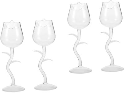 PRETYZOOM 4 Stück Weinglas Neuheit Weingläser hohe Cocktailgläser transparente Gläser Weinbecher offic esspressokaffeetassen durchsichtige brille Partygetränkeglas Party-Rosenblütengläser