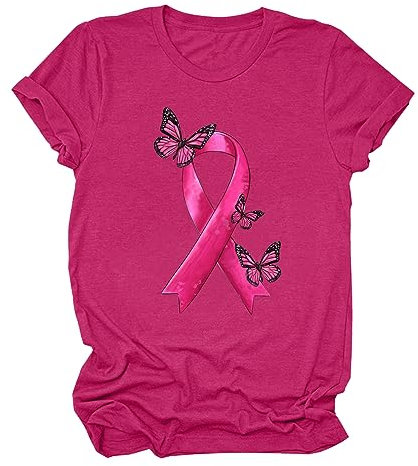 Octobre Rose Tee Shirt Ruban Rose De Sensibilisation Au Cancer du Sein D'octobre Elegant T-Shirt Pas Cher T Shirt Femme Grande Taille Sexy La Rosée Lot Tee Shirt Femme Cancer du Blouse