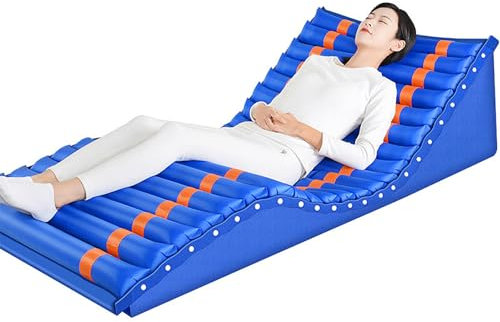 Ressure Mattress for Bed Sores, Alternating Pressure Inflatable Cushion with Pump, Automatic Turning Over+0-45°back Lift+0-30° Leg Raising Function, Adjustable Comfort, Circulation Breathability