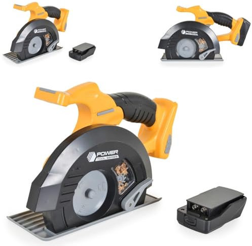 Moni scie Circulaire Enfants T008 Effets sonores et Lumineux Design réaliste, Coloris:jaunir