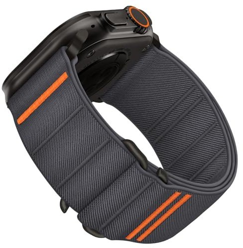 Suitisbest Straps Compatible with Apple Watch Ultra Strap 49mm 46mm 45mm 44mm 42mm, Stretchy Nylon Sport Loop Strap with S-Hook for Apple Watch Ultra 2/ Ultra SE Series 10 9 8 7 6 5 4 3, Grey