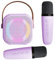 Karaoke per bambini, karaoke con microfono, microfono bluetooth con 2 Microfono, Portatile Karaoke Microfono con Cambio di voce e Luci LED, Altoparlante Bluetooth con Microfono (Viola)