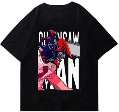 Japanese Manga Chainsaw Man T-Shirts Men T Shirts Streetwear Short Sleeve Tee Shirt Clothes top Black L