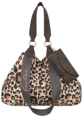 Fritzi Izzy Medium Limited Leo Camel Shopper Damen Schultertasche Handtasche Freizeit Alltag Magnetverschluss Canvas 39 x 42 x 15 cm, Camel