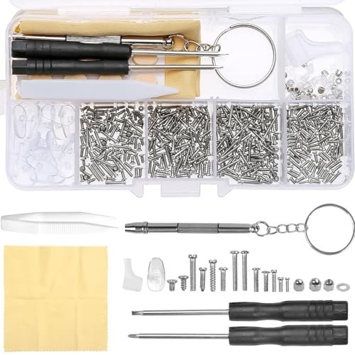 500PCS Eyeglass Repair Tool Set – Complete Glasses Repair Kit with Precision Screwdrivers, Screws, Nose Pads & Tweezer