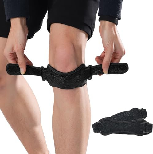 JDXun 2 Pack Tutore Ginocchio, Cinturino Sottorotuleo Supporto Regolabile, Ginocchiera Rotulea per Calcio, Basket, Pallavolo, Baseball, Corsa, Sport