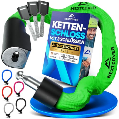 NEXTCOVER® Fahrradschloss LockOne mit Schlüssel I - [SAFESECURE] Fahrradschloss hohe Sicherheit I robustes & langlebiges Kettenschloss Fahrrad I Bike Lock, Fahrrad Schloss 3 Schlüssel