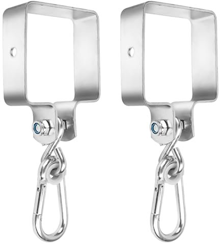 Wvu & Wvo 2 abrazaderas de columpio con mosquetón, acero galvanizado, manguito y fijación, ganchos para vigas de madera, 9 x 9 cm, suspensión
