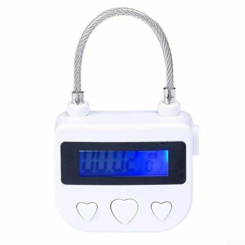 Wasserdichtes Vorhängeschloss mit USB wiederaufladbarem Zeitschloss, geeignet für Rückhaltegeräte, Timer konfigurierbar bis 99 Stunden (weiß)