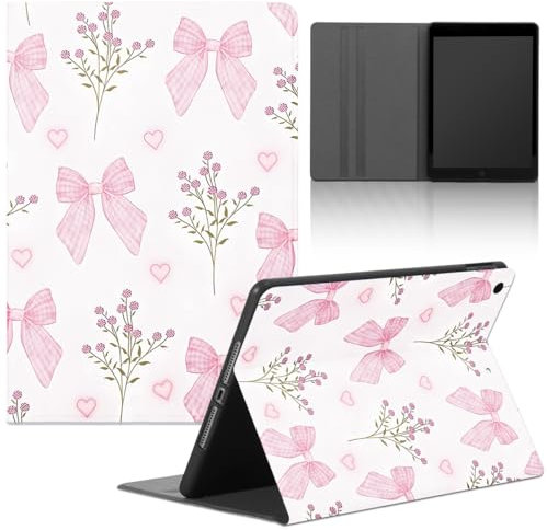 Stradvnaly Tablet Cover per Lenovo Tab M10 HD 10,1 2nd Gen TB-X306X,Cartoon Modello Aesthetics Custodia Stand Multi-Angoli Antiurto PU Flip Cover Bumper Silicone Case,Fiocco Rosa a Forma di Fiore