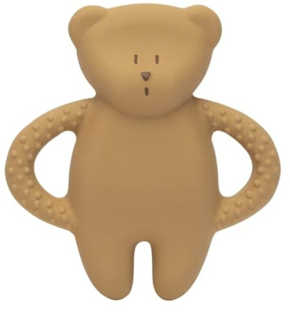 moonie Natural Rubber Bear Teether - Safe, Soft & Eco-Friendly for Babies - Cappuccino