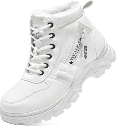 Yeeteepot Stivali Donna Invernali Caldo Scarpe Antiscivolo Neve Stivaletti Comodo Camminata Stivali Casual Scarpe Sportive Bianco 43 EU = 44 CN