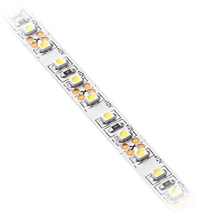 GTV LED Streifen 2m Flash 3528, 120 LEDsm, Selbstklebend, Dimmbar, 9,6Wm, 12V DC, Lichtband mit 2m Kabel und Mini AMP Stecker, Kaltweiß 6500K, IP20