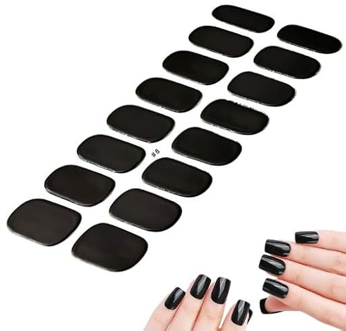 16 Piezas Uñas de Gel UV Adhesivas, Pegatinas de Esmalte de Uñas en Gel