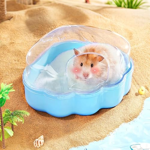 BUCATSTATE Hamster Sand Bath Container, Sand Bath Box for Digging Shower Spacious Version for Dwarf Syrian Hamster Mice Gerbils Lemming (Blue)