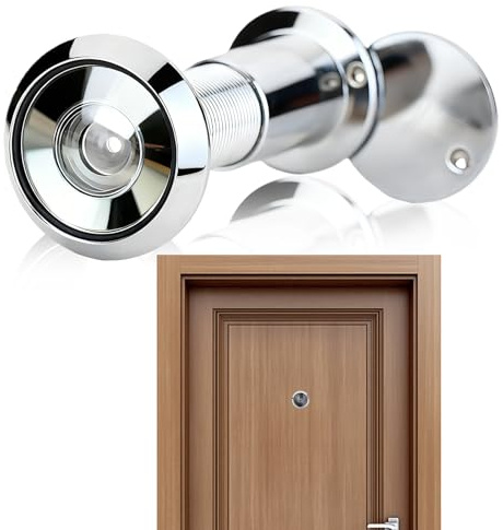 LuxStellar Türspion mit Sichtschutz 220° Weitwinkel, Optische Glaslinse für 35-60mm Türen, Passend für Bohrloch Ø 16mm-20mm, Silber