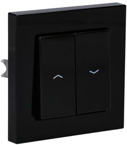 JUNG Serie A Jalousieschalter Set Schwarz | mit 509VU Jalousie-Wippschalter, A595PSW Wippe für Jalousie-Schalter/-Taster, A5581BFSW Rahmen 1-fach