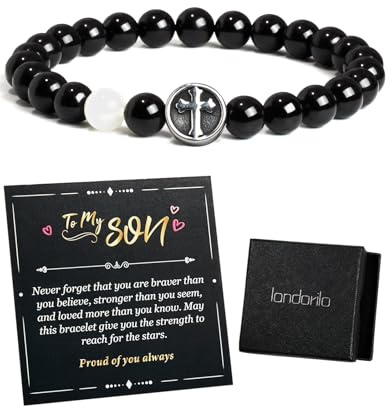 Landorilo Bracelet Homme Pierre Naturelle, Cadeau Hommes