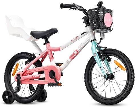 sun baby LOOFI Kinderfahrrad 14–16 Zoll aus Aluminium | leichtes Fahrrad für Kinder ab 3 Jahren, Stützräder, Korb und Klingel