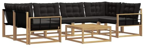 vidaXL Outdoor-Sofagarnitur 7 pcs Weiß und Schwarz 79 x 79 x 37 cm, Garten, modernes Outdoor-Sofa, gemütliches Möbel, langlebige Lounge, perfekte Terrasse-Sitzgruppe