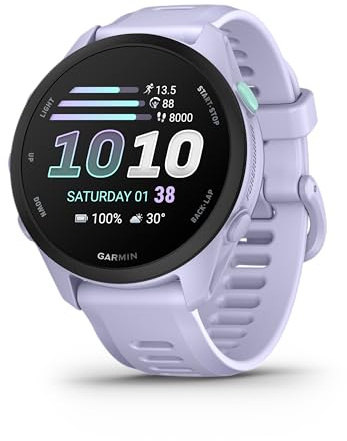 Garmin Forerunner 70 43mm - Lauf-Smartwatch, 1,2 AMOLED Touchscreen, bis zu 13 Tage Akkulaufzeit, Trainingsempfehlungen, Gesundheitsdaten, 80+ Sport-Apps, Notifications, Pay