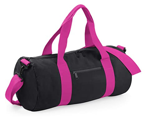 BagBase Original Barrel Bag - Schwarz/Fuchsia