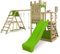 FATMOOSE Spielturm Ritterburg BoldBaron Boost XXL mit SurfSwing, Schaukel & Rutsche, Outdoor Kinder Kletterturm mit Sandkasten Leiter & Spiel-Zubehör für den Garten (apfelgrün)