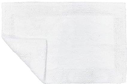 Allure Heavyweight Reversible Bath Mat, 100% Cotton, Super soft, Washable, Large Size 53cm x 85cm (White)