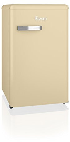 Swan SR11035CN Retro Under Counter Fridge Freezer, A+ Energy Rated, 2 Glass Fridge Shelves, Salad Crisper, 13L Freezer Capacity, Cream