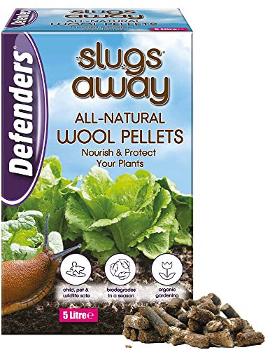 Defenders STV053 All-Natural Slugs Away Wool Pellets – 5 Litre, Slug Deterrent, Protect Gardens and Plants From Slugs and Snails, Grey