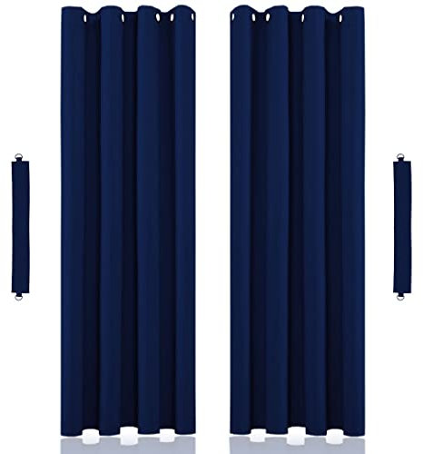 John Aird Blackout Curtains Thermal Energy Saving Eyelet Curtains for Bedroom & Living Room Including Tie Backs (Navy, W 46 x L 90 (2 Panels)