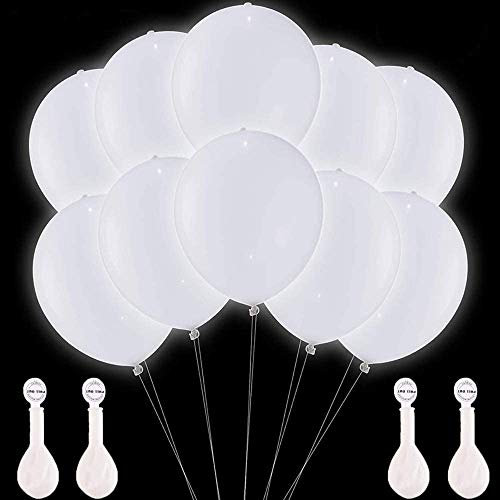 Amaza LED Leuchtende Luftballons, 36 Stück 30cm LED Ballons für Party, Geburtstag, Hochzeit, Festival, Weihnachten (Weiß)