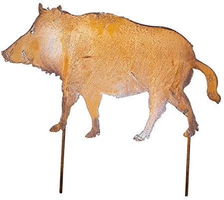 Gartenstecker Wildschwein Metall Rost Gartendeko 61cm