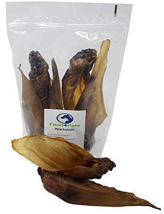 Food4Pets Hirschohren Hundeleckerli – 5 getrocknete Kauohren vom Hirsch, natürlicher Kausnack für Hunde – unterstützt Zahnpflege, ideal für empfindliche Hunde