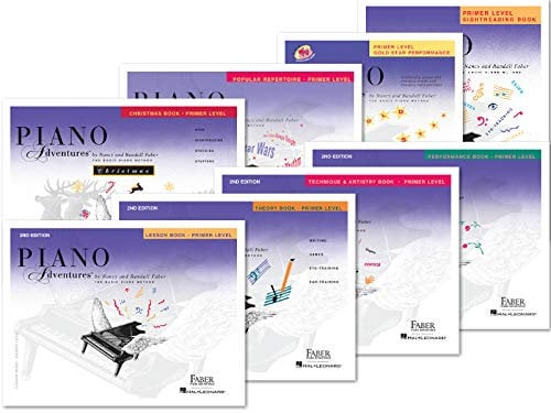 NEW Faber Piano Adventures Primer Level Complete Books Set (8 Books) 2nd Edition - Lesson, Theory, Performance, Technique & Artistry, Sightreading, Popular Repertoire, Gold Star Performance, Christmas