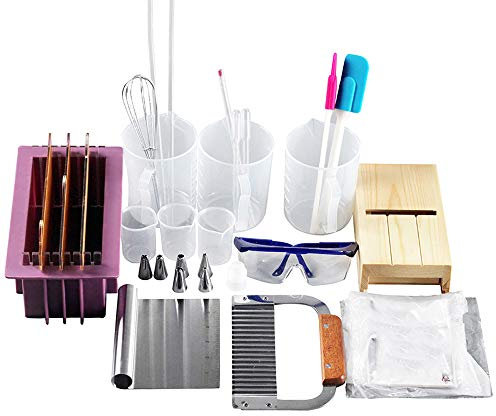 Kit de fabricación de jabón hecho a mano para hacer jabón y jabón hecho a mano con molde de silicona para procesos fríos, jabones de