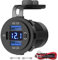 Toma Corriente USB 12V Puerto Dual Quick Charge 18W 3.0 y 20W PD Toma Cargador Coche con Voltímetro e Interruptor, Puerto USB Coche Múltiple Impermeable para Coche, Barco, Camión Marino, RV