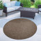 Paco Home Outdoor Teppich Flachgewebe Sisaloptik Modern Einfarbig meliert wetterfest & pflegeleicht Küchenteppich Ideal für Terrasse Balkon Garten, Grösse:200 cm Rund, Farbe:Taupe