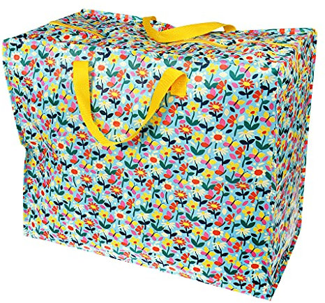 Große Aufbewahrungstasche mit Reißverschluss – robust und langlebig 55 x 48 x 28 cm 70 l – Design wählbar (Butterfly Garden)