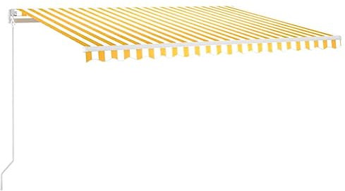 vidaXL Gelenkarmmarkise Einziehbar mit LED Markise Sonnenmarkise Balkonmarkise Sonnenschutz Sichtschutz Fenster Terrasse Garten 400x300cm Gelb Weiß