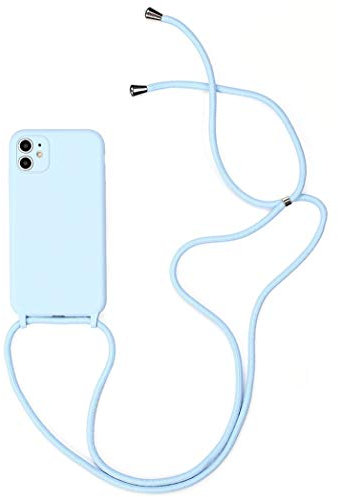 Alihtte Coque pour iPhone 6 avec Cordon de Collier, Coque pour iPhone 6S Souple Silicone TPU Bumper Etui Housse avec Cordon Réglable Lanyard Case pour iPhone 6 Mince Collier Cover-Bleu Ciel