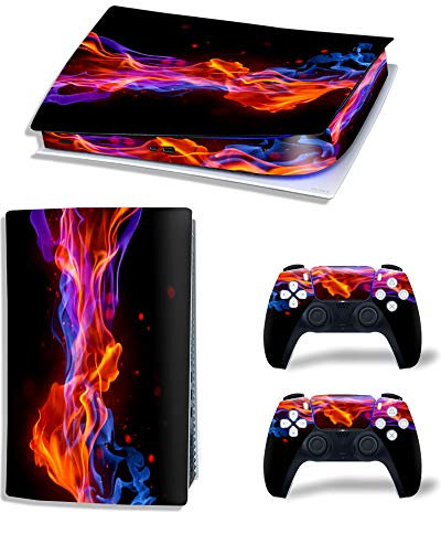 Autocollant en vinyle pour PS5 Digital - Pour console et manette Playstation 5 (édition numérique PS5, jaune et rouge)