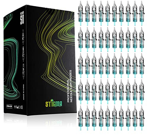 STIGMA 50Pcs Tattoo Cartridges Needles Disposable Mixed #12 Standard Round Liner Cartridge 1RL 3RL 5RL 7RL 9RL EN02B-50KIT-Q