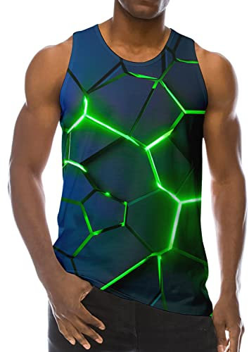 Loveternal Geometrisch Tank Tops 3D Druck T-Shirt Achselshirts Workout Muscle Shirt Geometric Tee Ärmelloses Shirt L